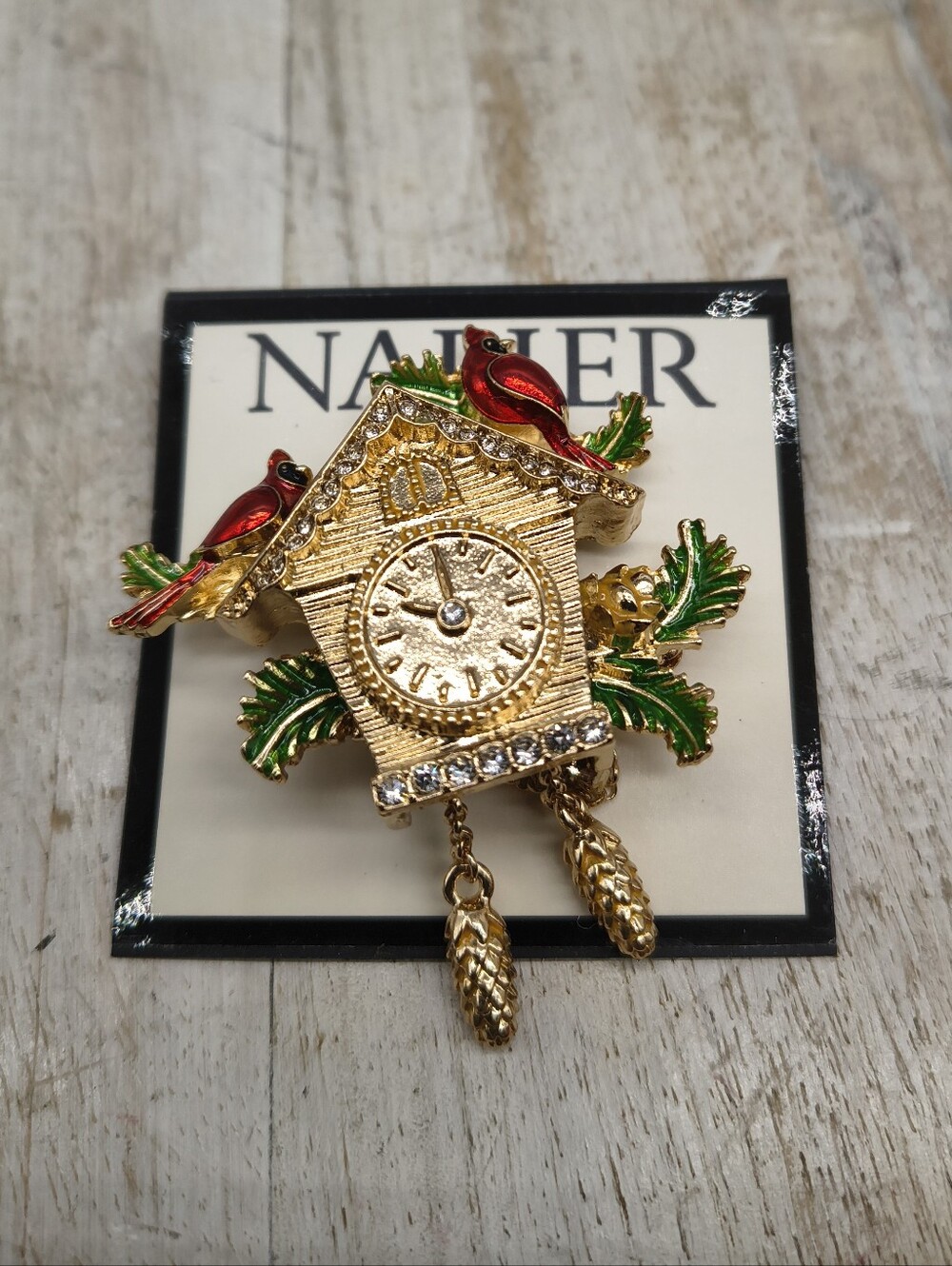 Napier Goldtone Coo Coo Clock Pin